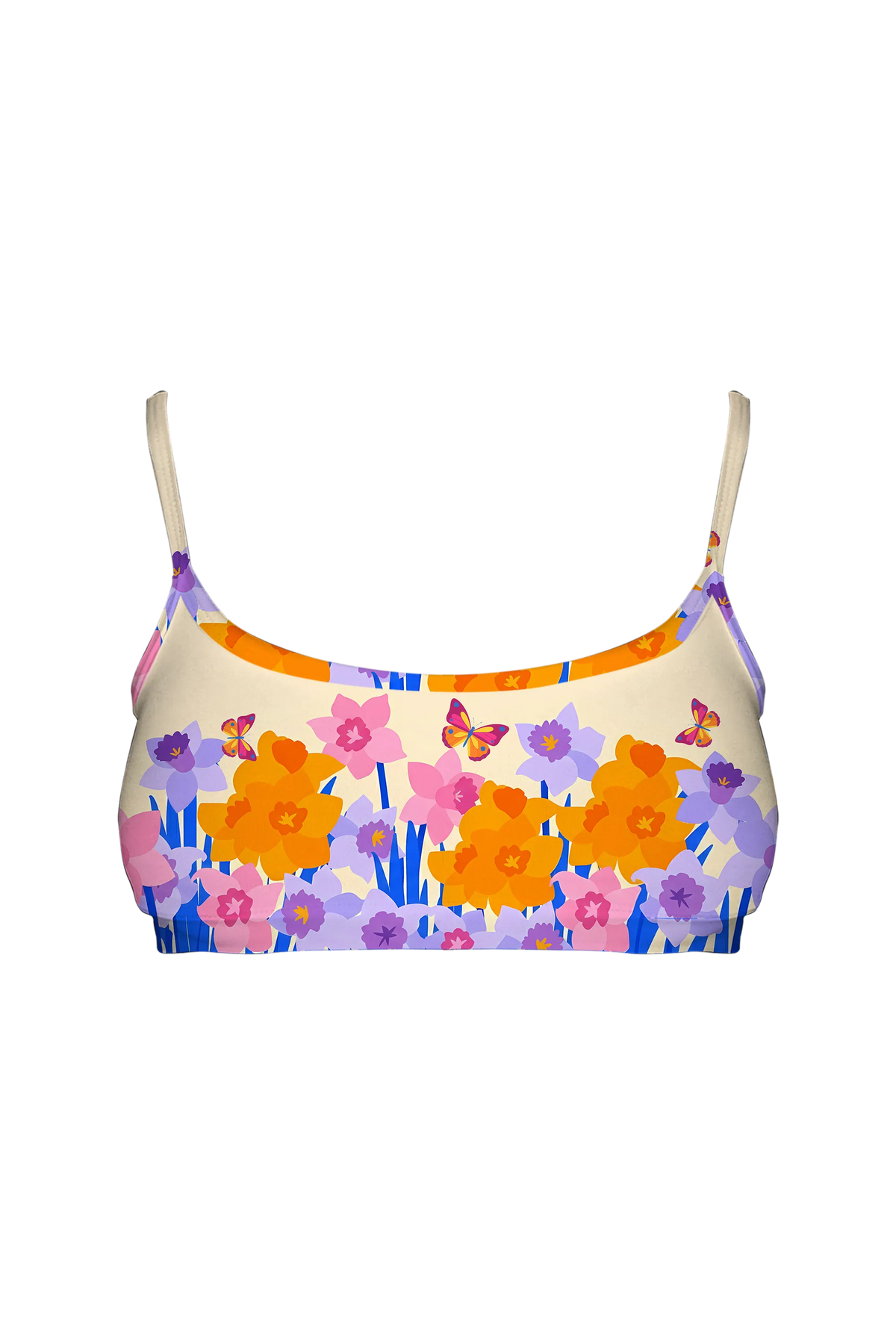 Pastel Daffodil Field bralette, front view