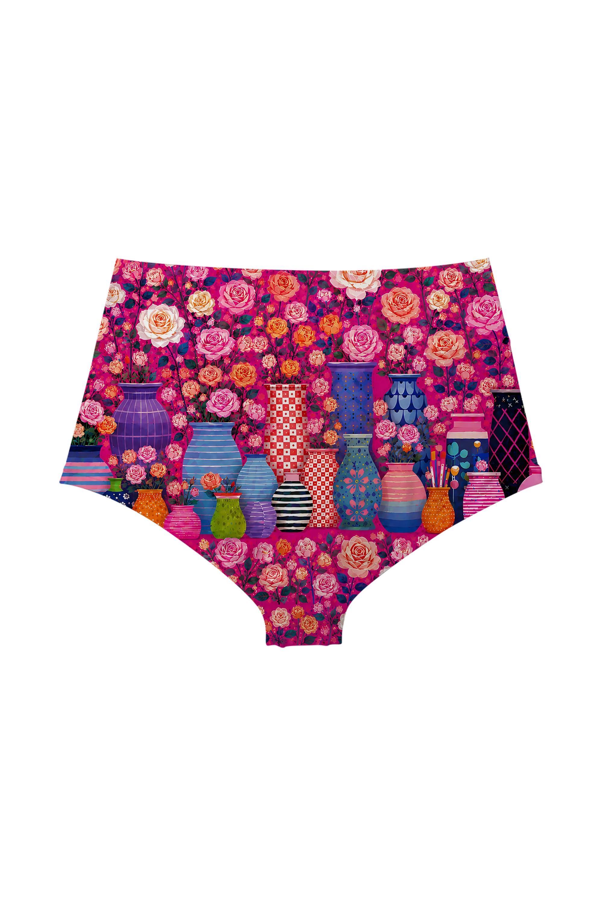 Pink Rose Cat Garden high waist panty, back view