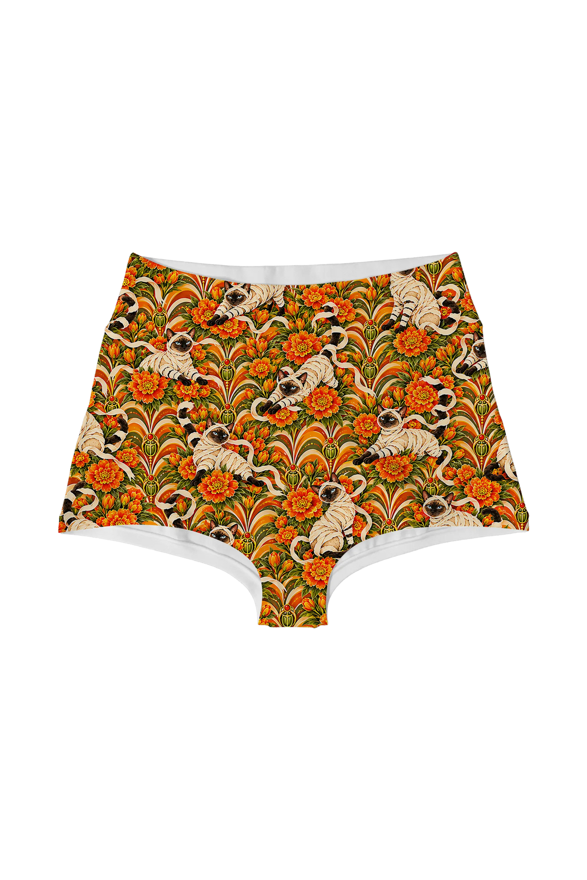 Mummy Siamese Cats highwaist, front view