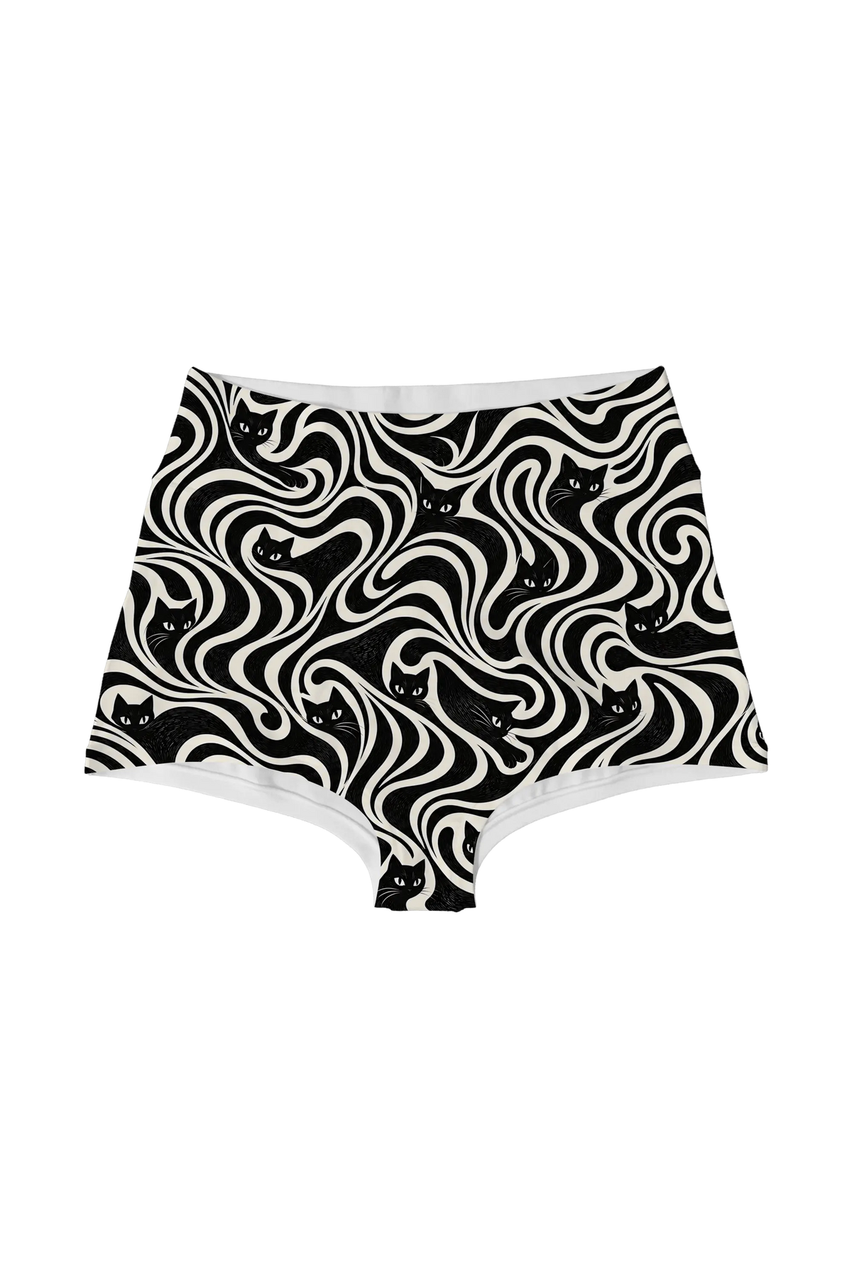 Black Cat Swirl highwaist, front view