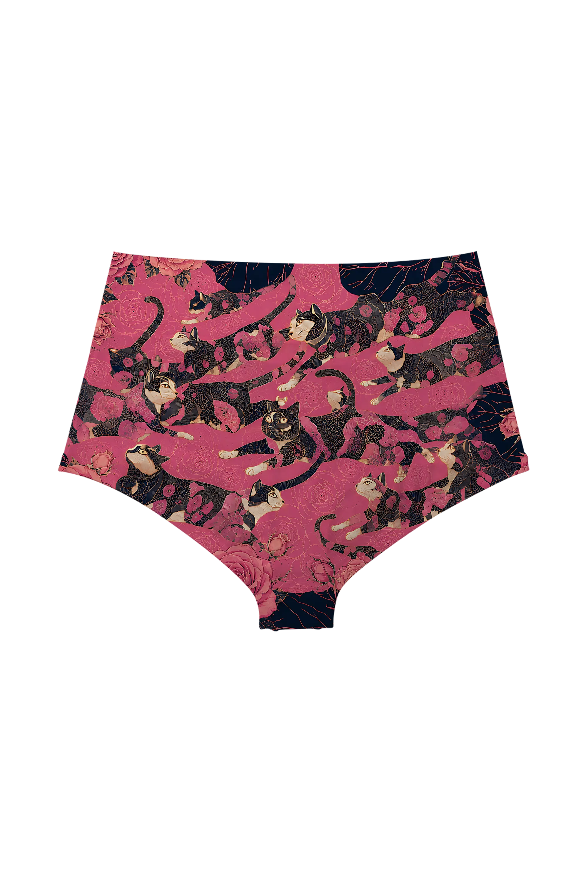 Midnight Rose Cats high waist panty, back view