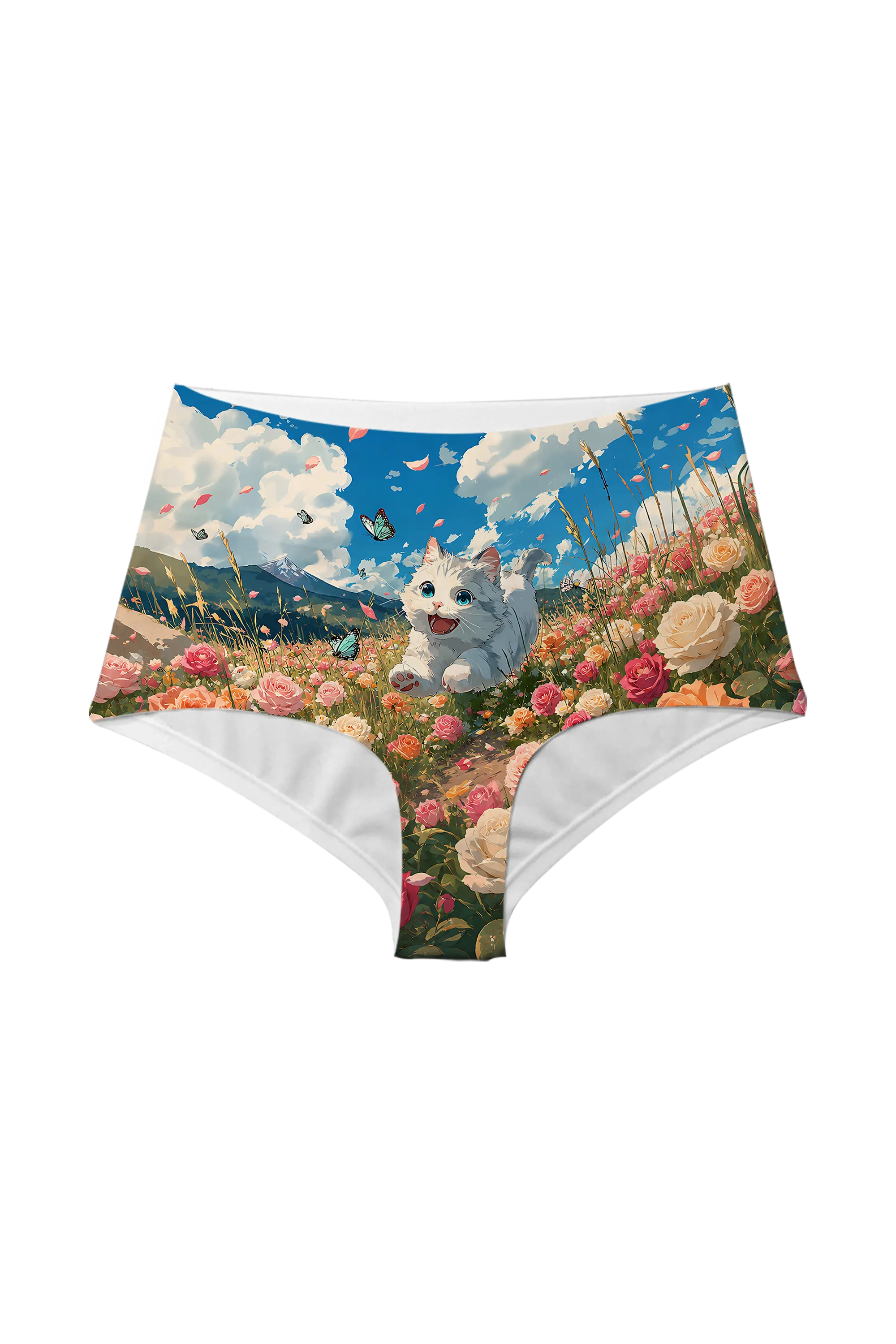 Kitten in Rose Meadow high waist panty, front view