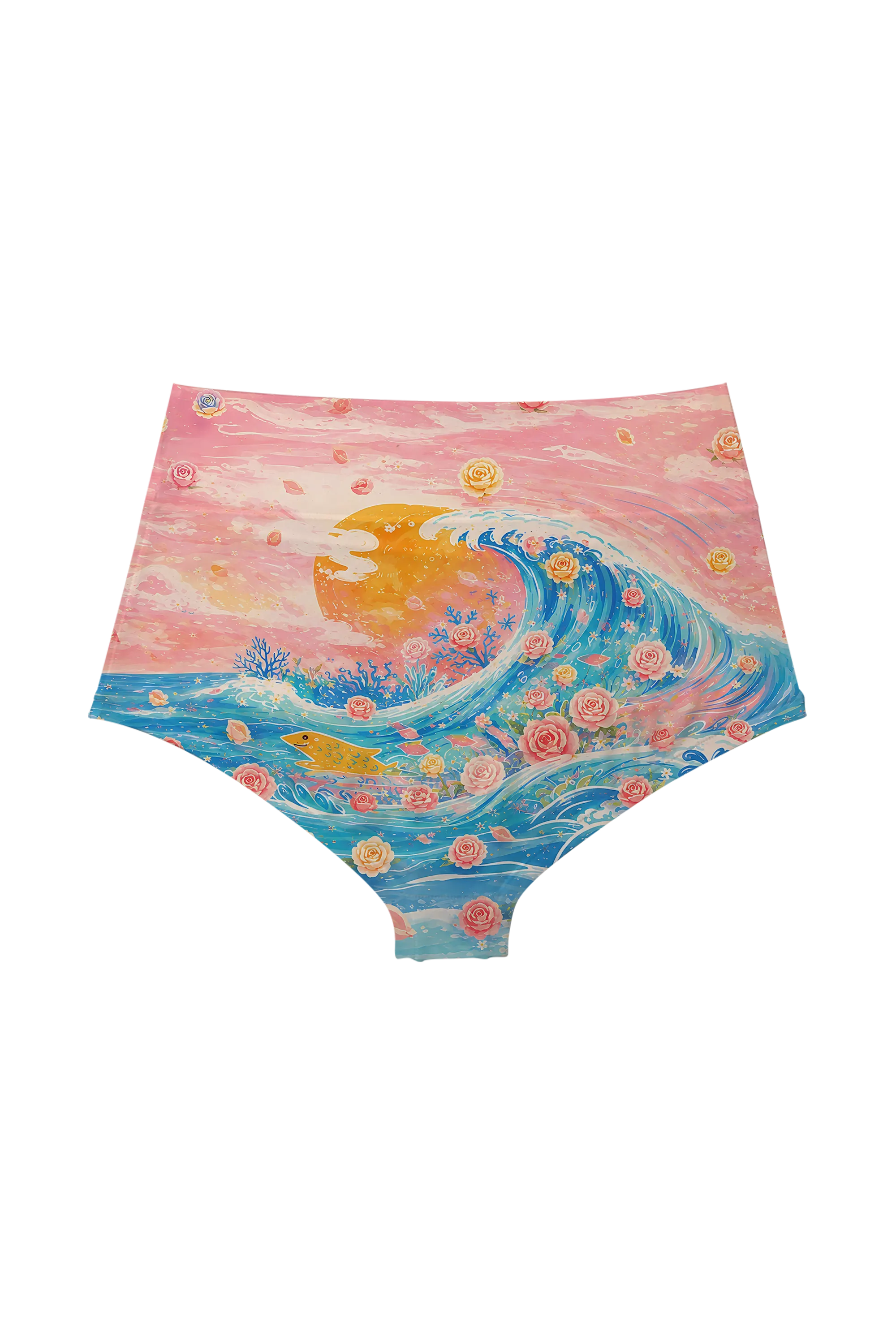 Ocean Wave Cat high waist panty, back view