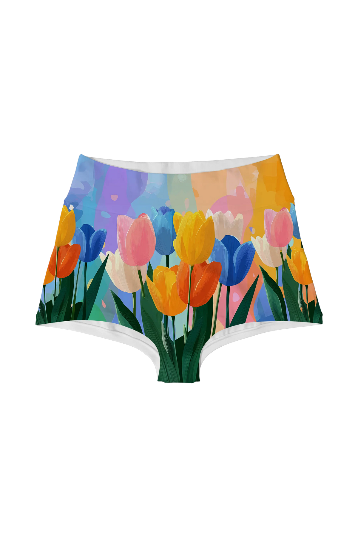 Watercolor Tulips highwaist, back view