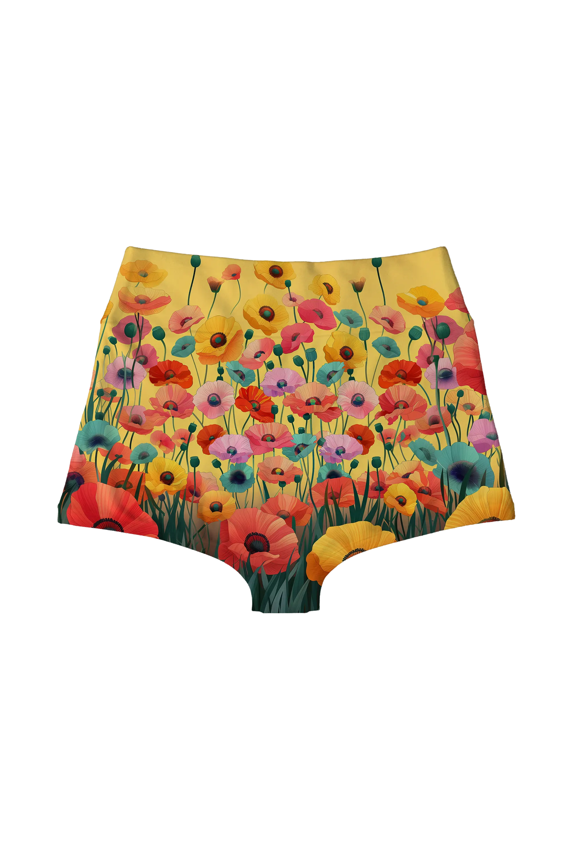 Poppies on Gold highwaist, back view