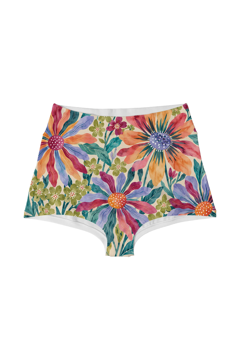 Painted Rainbow Daisies highwaist, front view