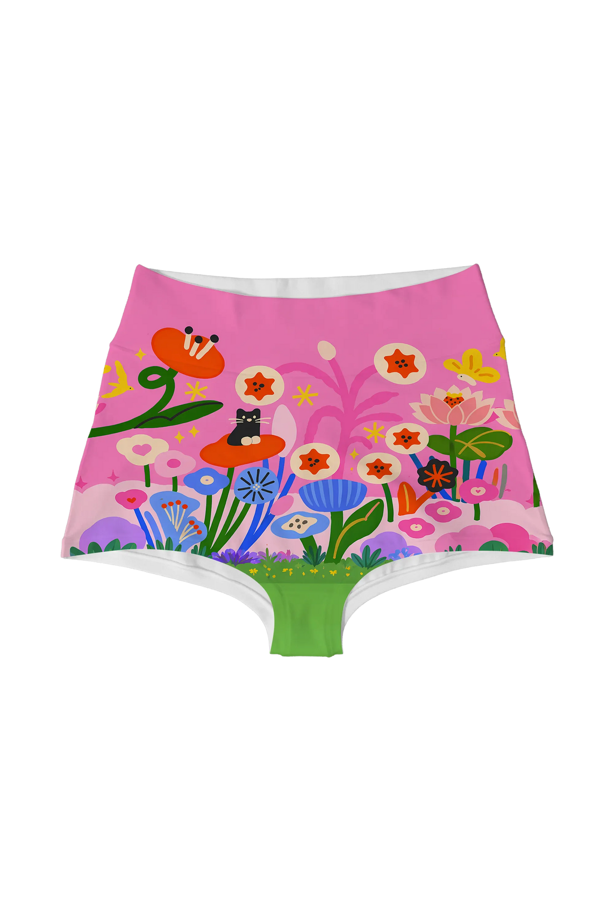 Candy Pink Garden highwaist, front view
