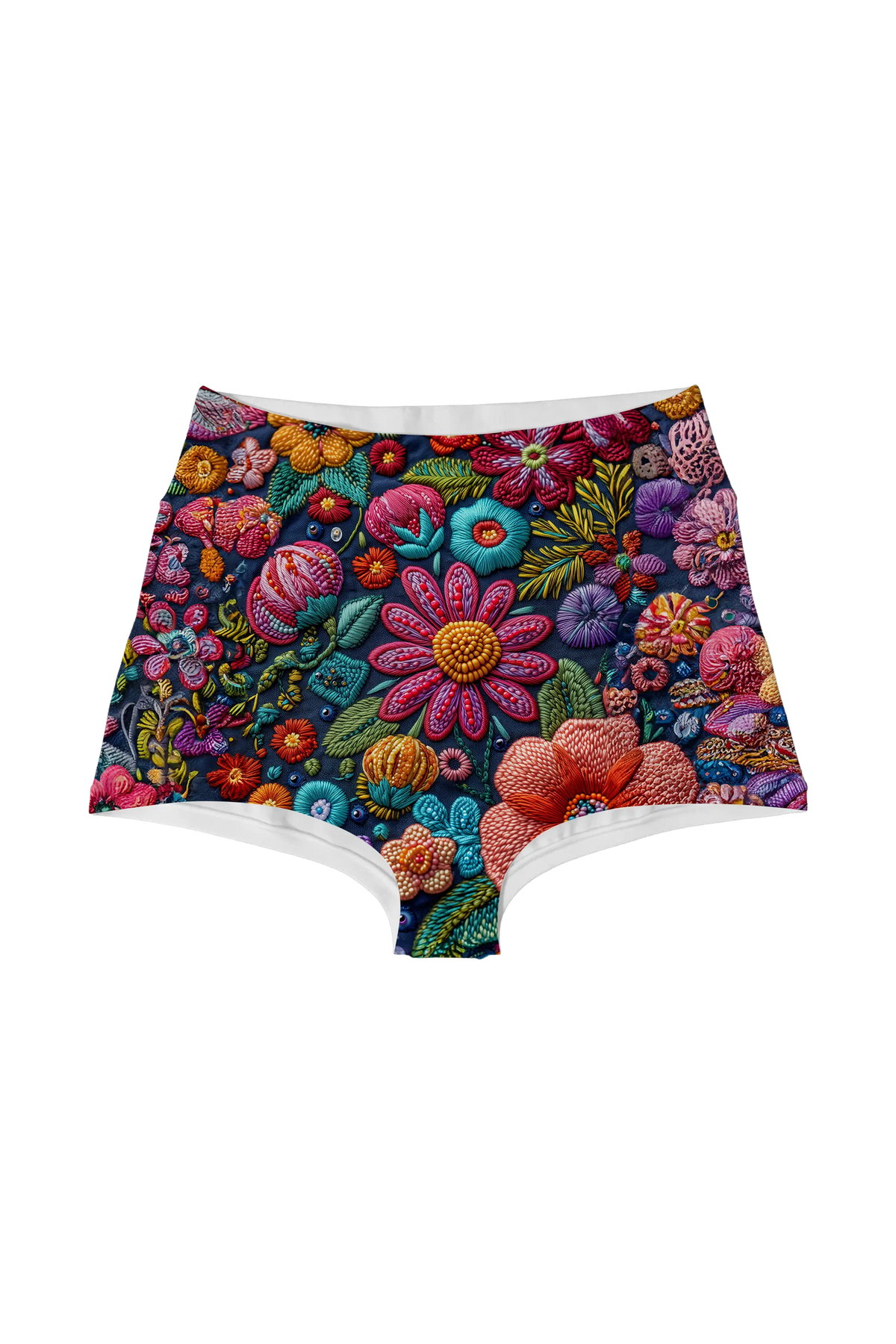 Embroidered Night Garden highwaist, front view