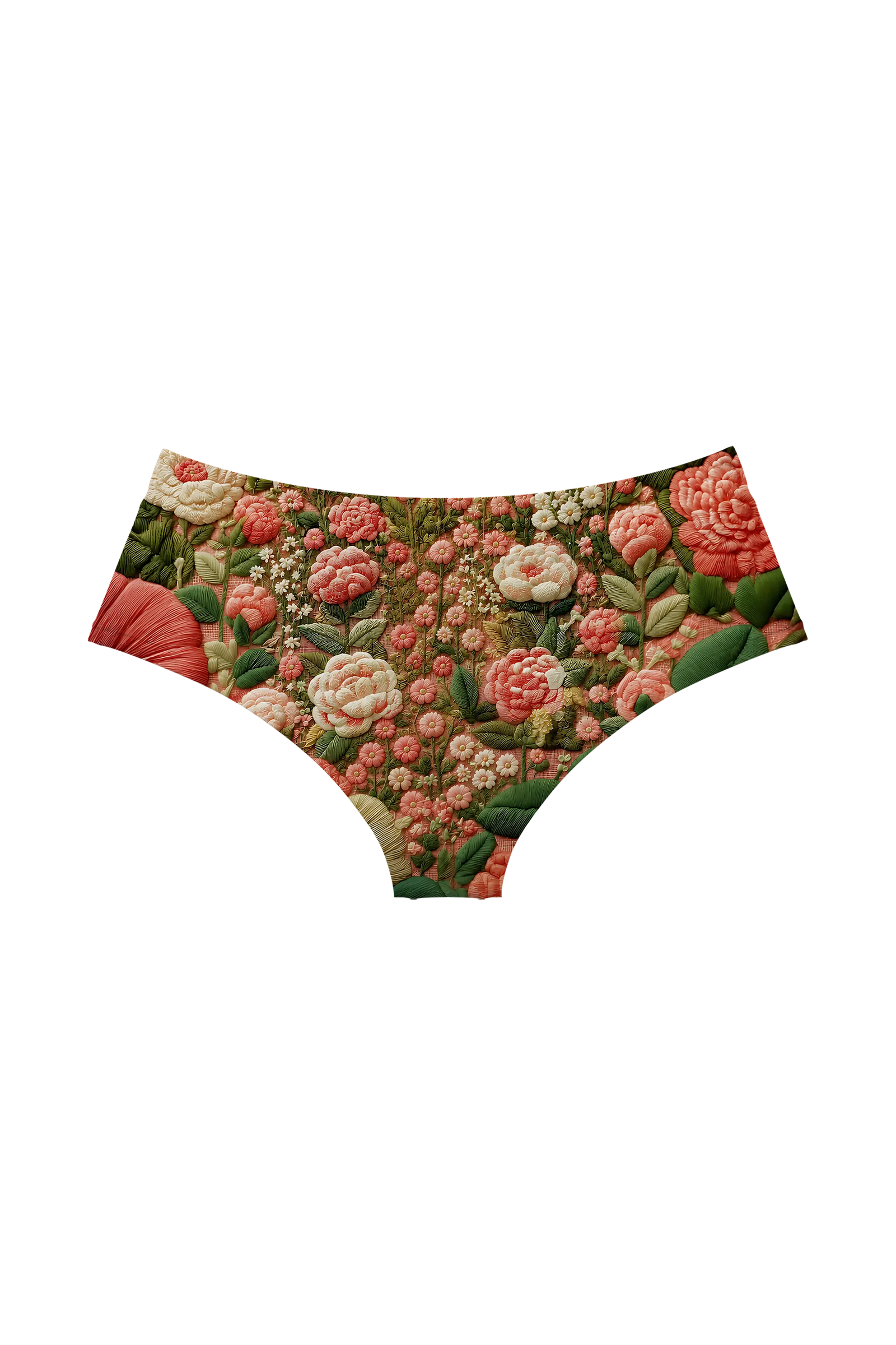 Embroidered Cat Garden hipster panty, back view