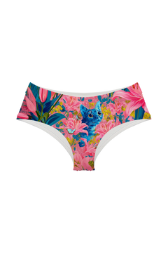 Hipster - Blue Cat in Pink Lilies
