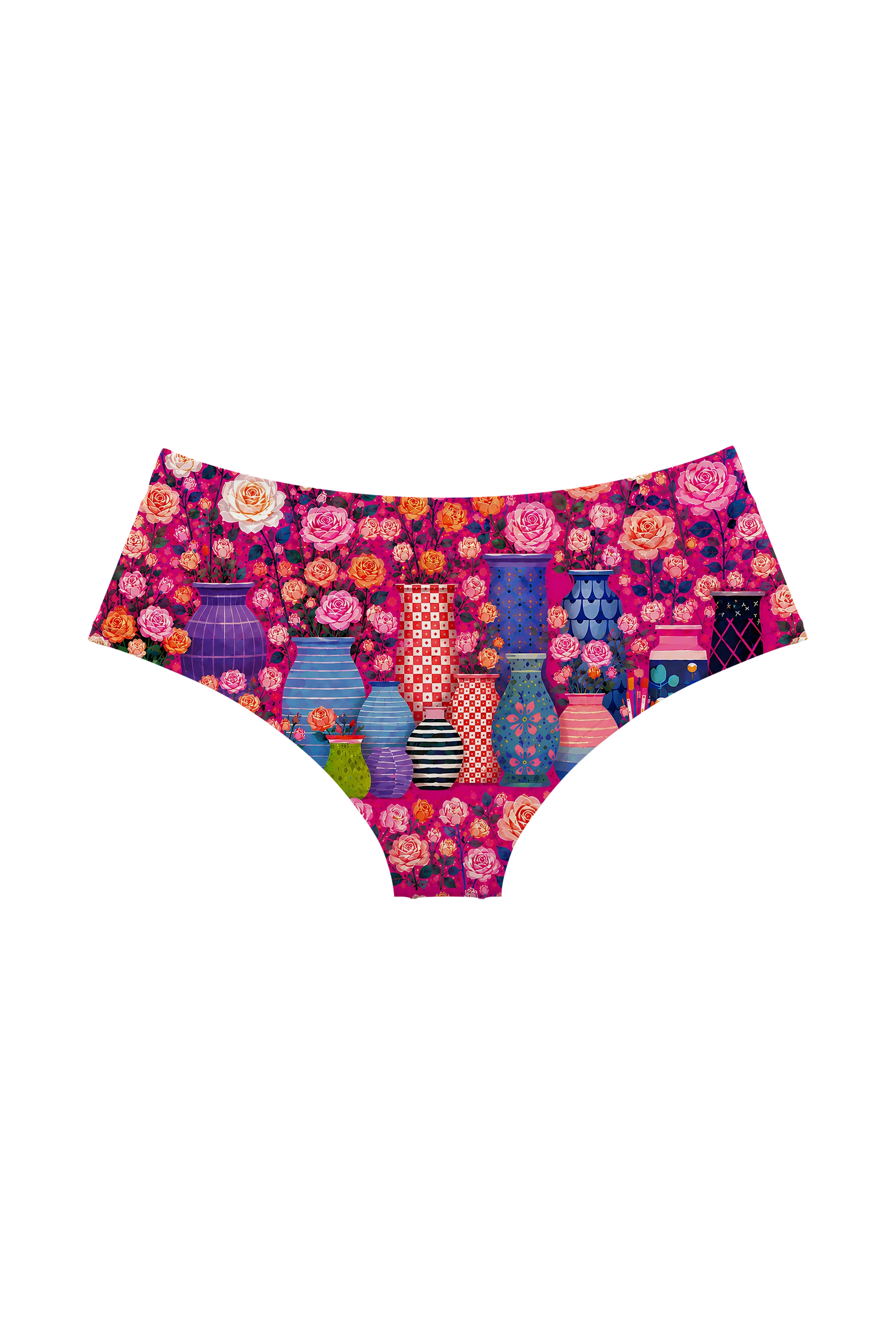 Pink Rose Cat Garden hipster panty, back view