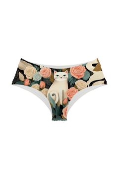 Hipster - Ivory Cat and Roses