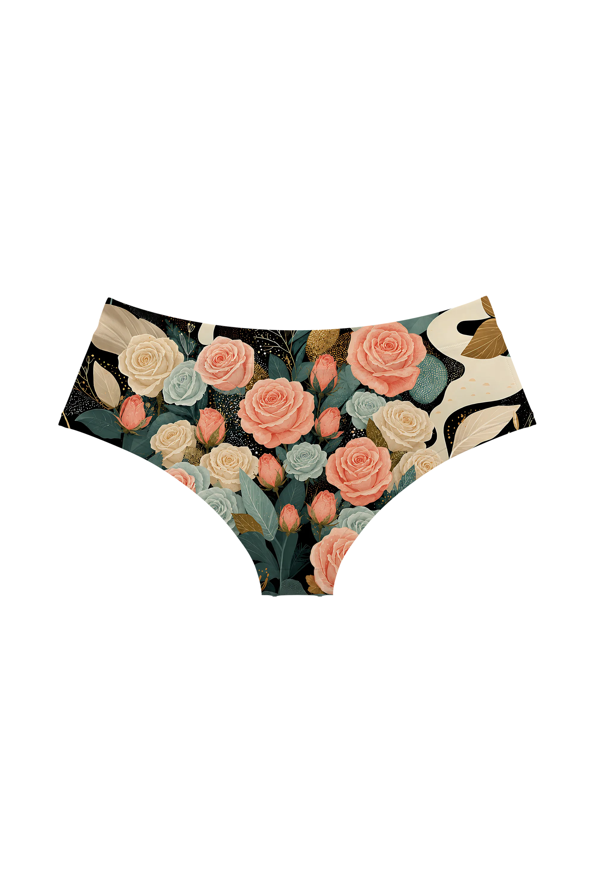 Ivory Cat and Roses hipster panty, back view