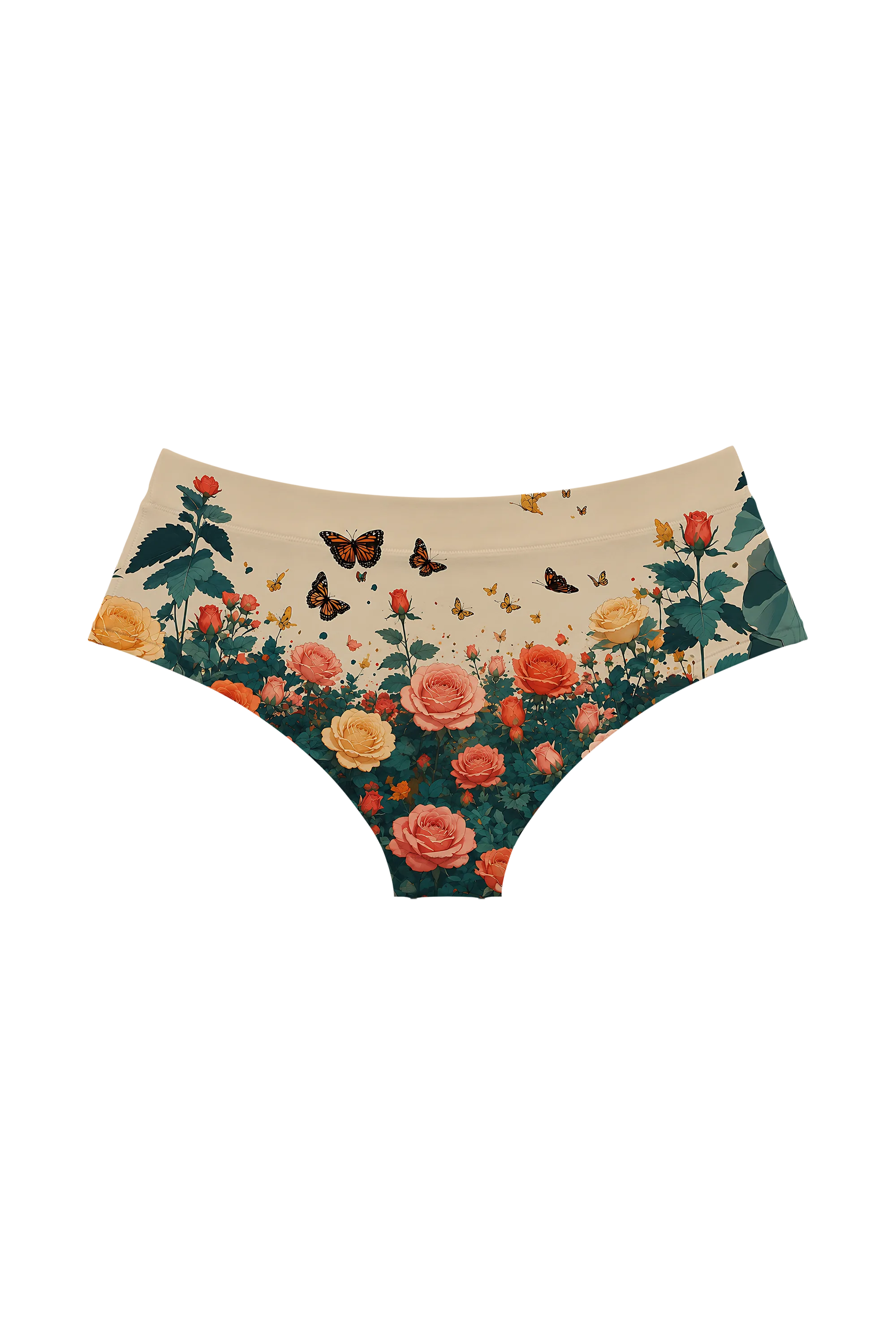 Calico Cat and Butterflies hipster panty, back view