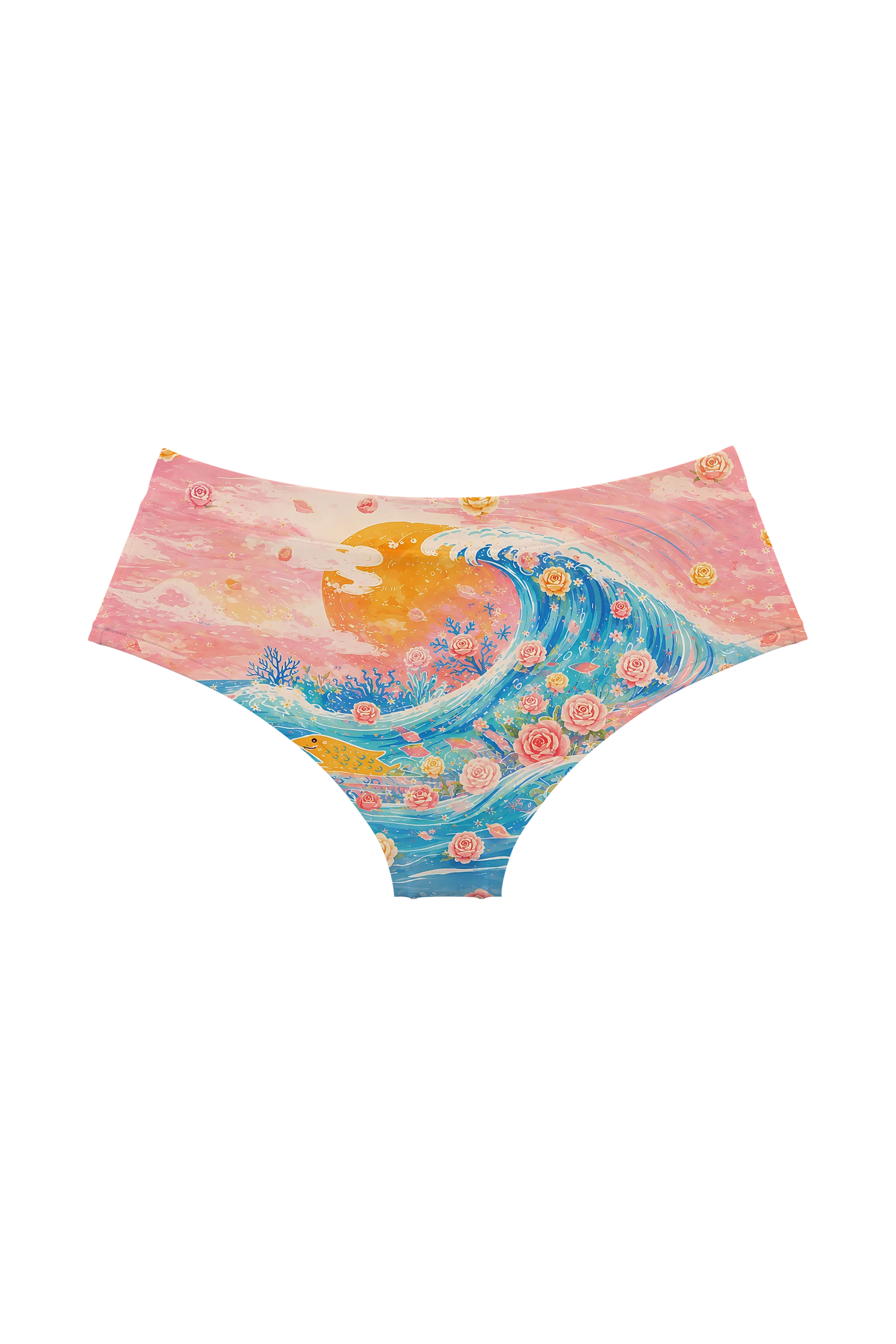Ocean Wave Cat hipster panty, back view