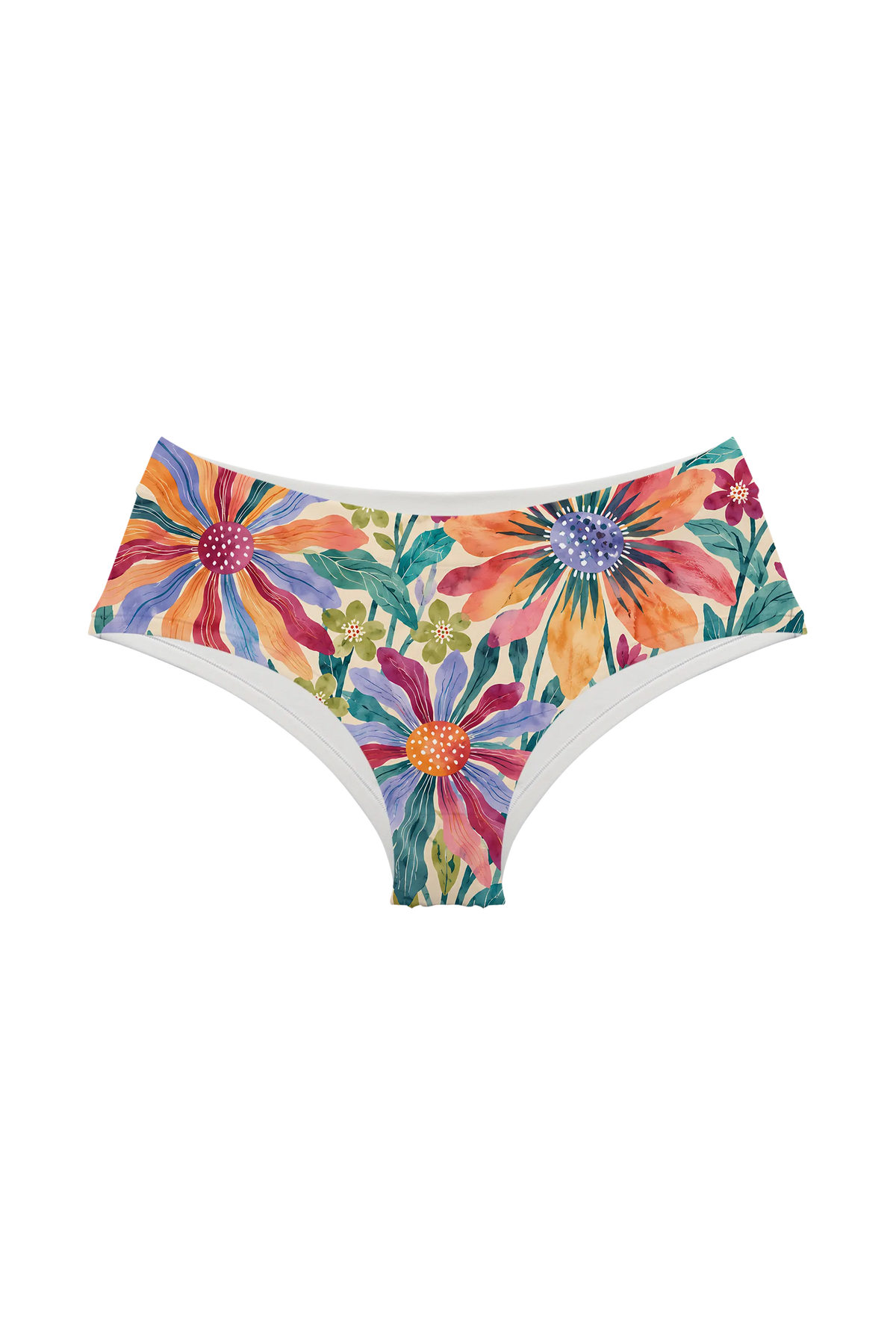 Painted Rainbow Daisies hipster, front view