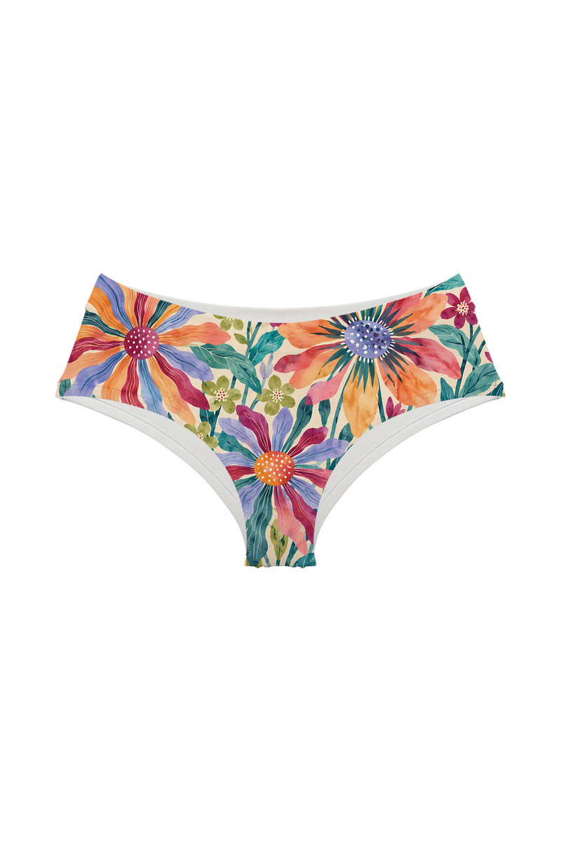 Painted Rainbow Daisies hipster, front view