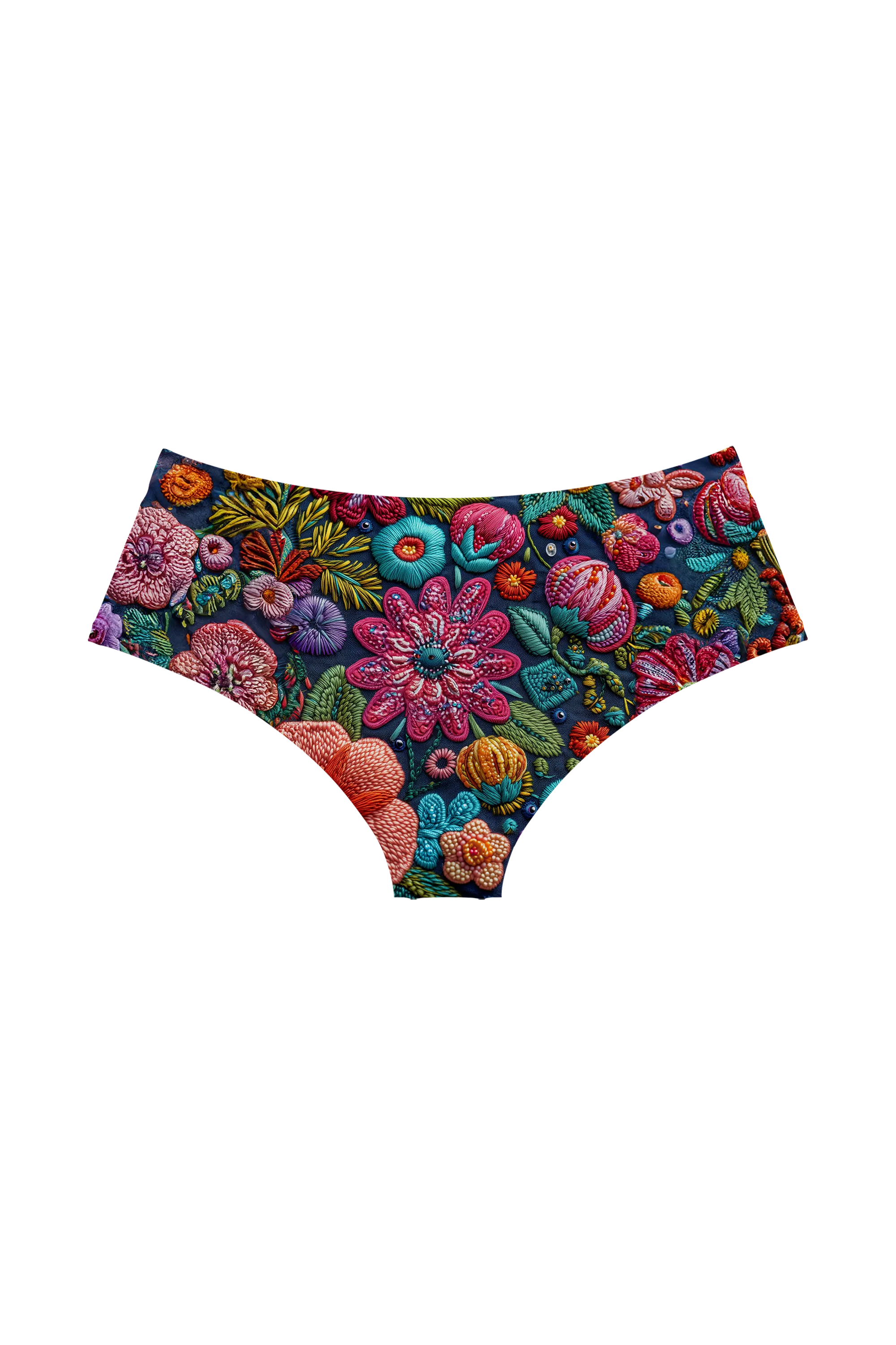 Embroidered Night Garden hipster, back view