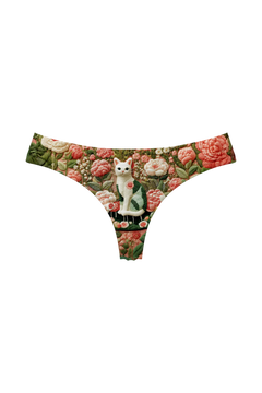 Thong - Embroidered Cat Garden