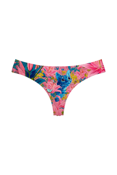 Thong - Blue Cat in Pink Lilies