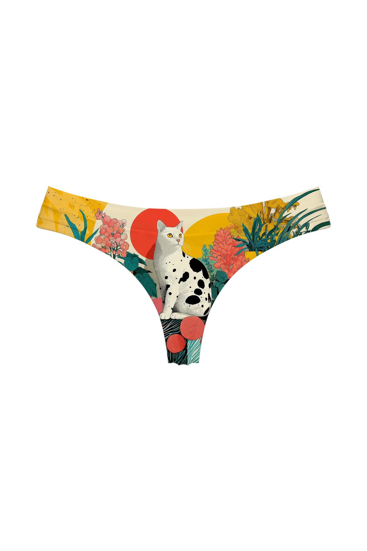 Sunrise Garden Cat thong, front view