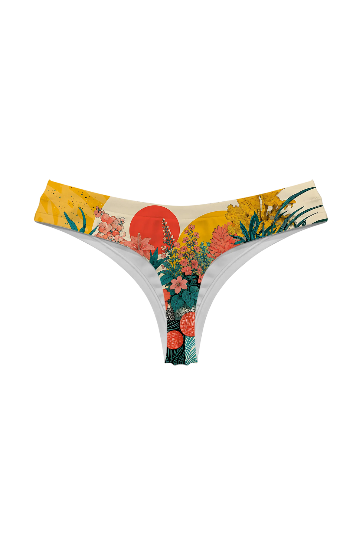 Sunrise Garden Cat thong, back view