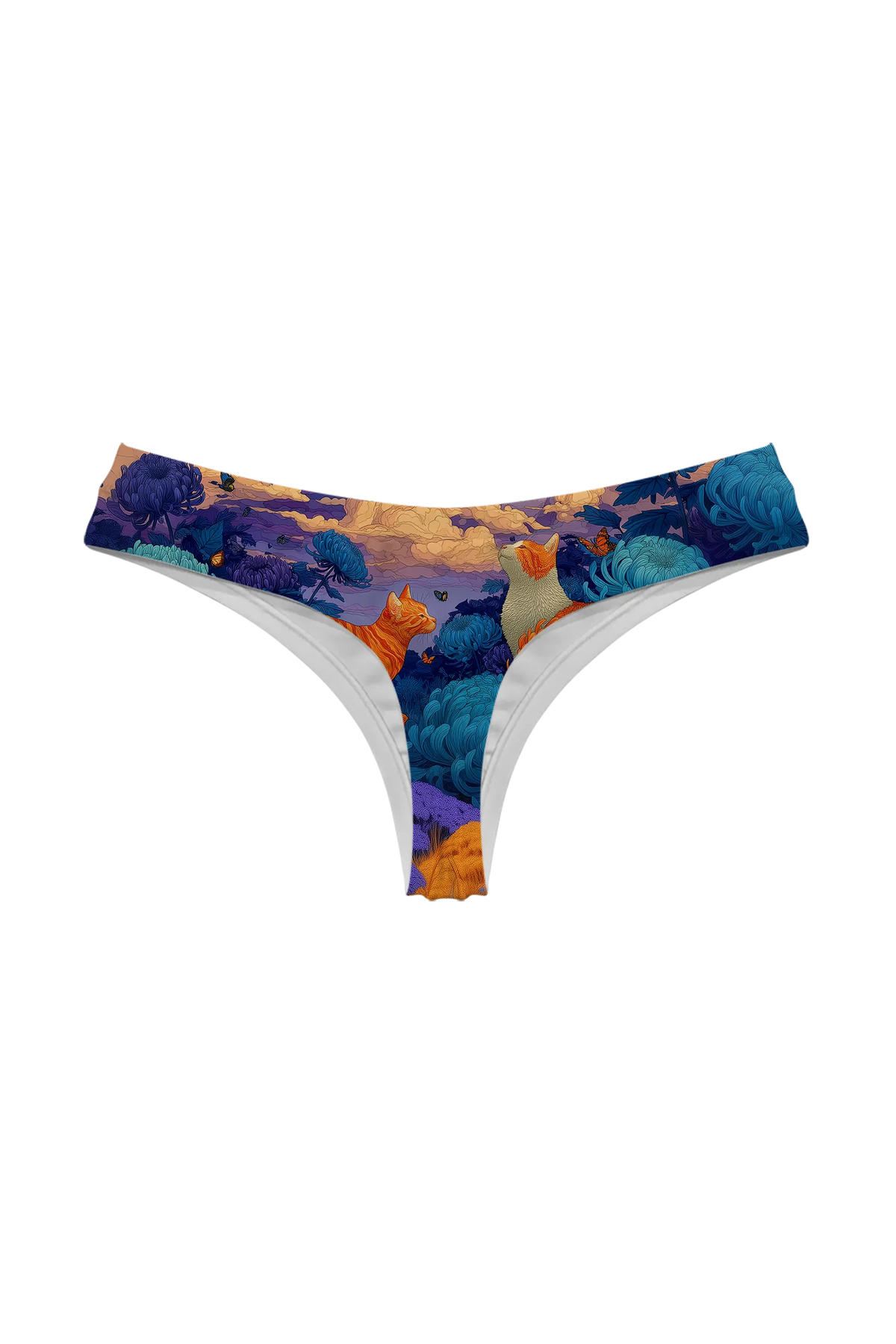Chrysanthemum Moon Cats thong, back view