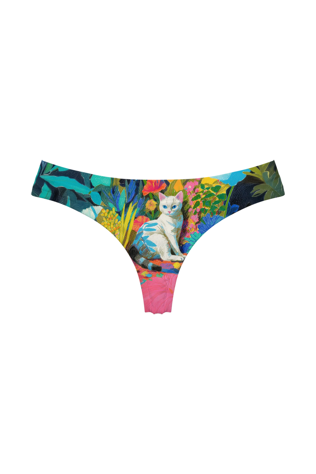 Tropical Leaf Cat thong, front view