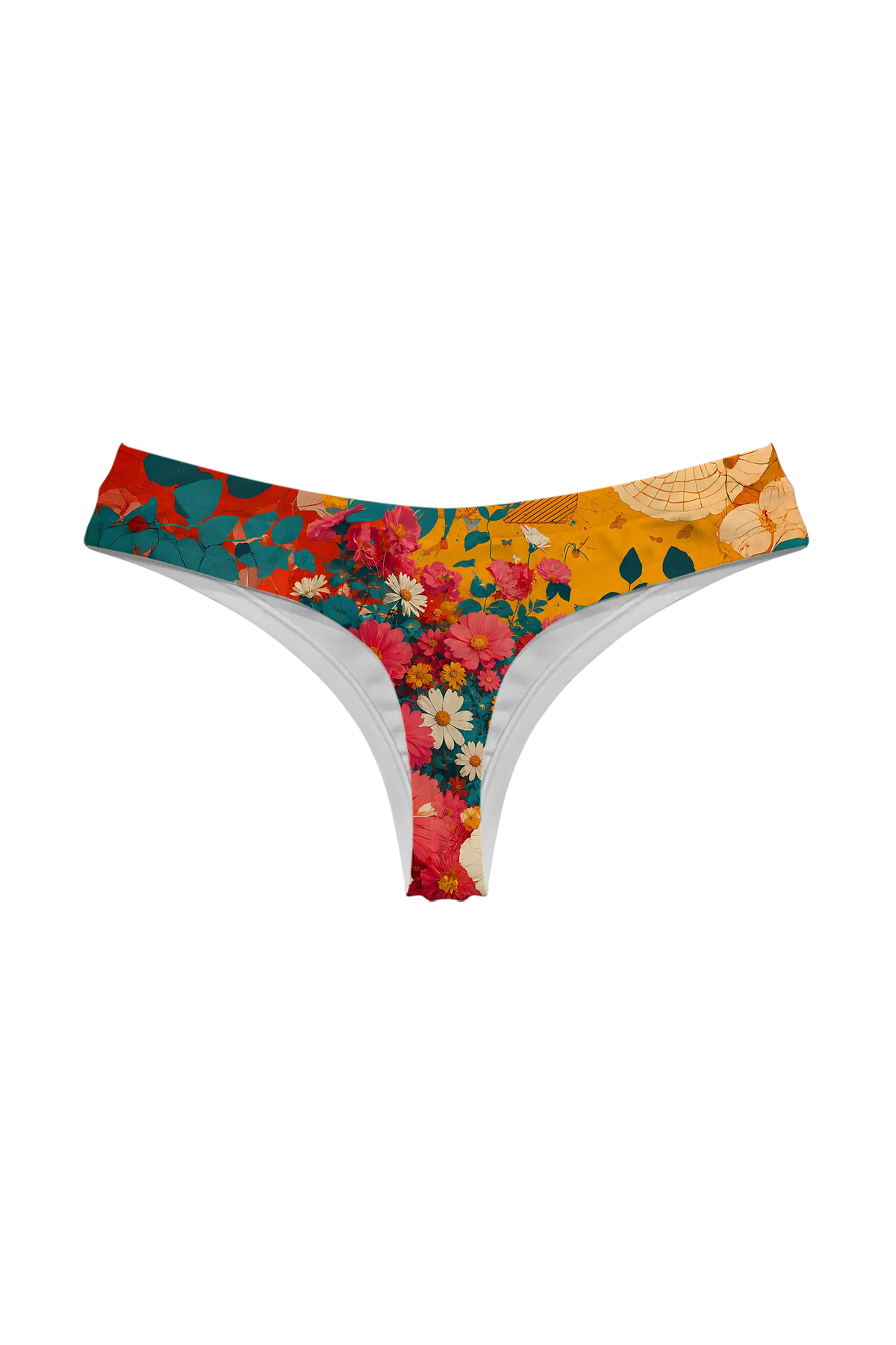 Flower Garland Cats thong, back view