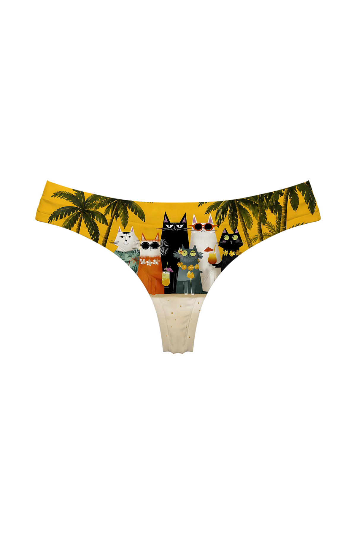 Beach Party Cats thong, front view