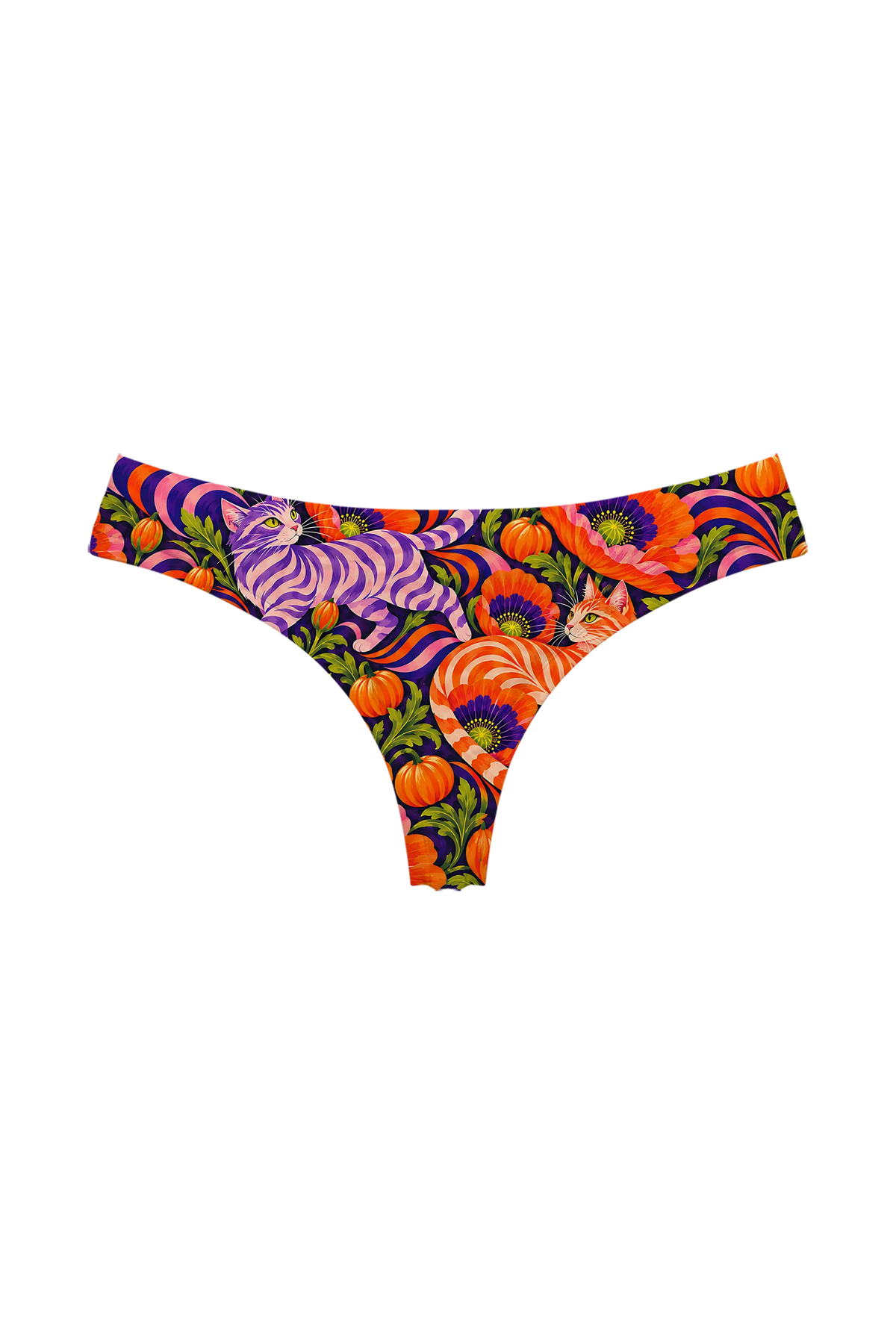 Pumpkin Patch Cats thong, front view