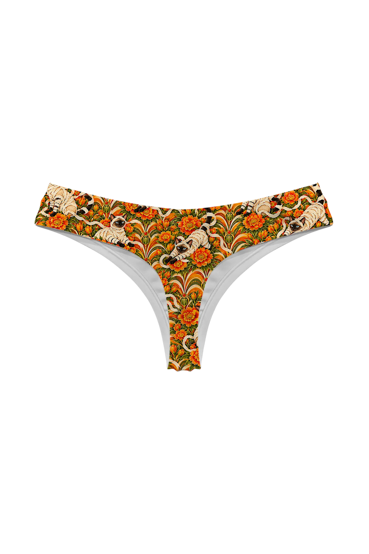 Mummy Siamese Cats thong, back view