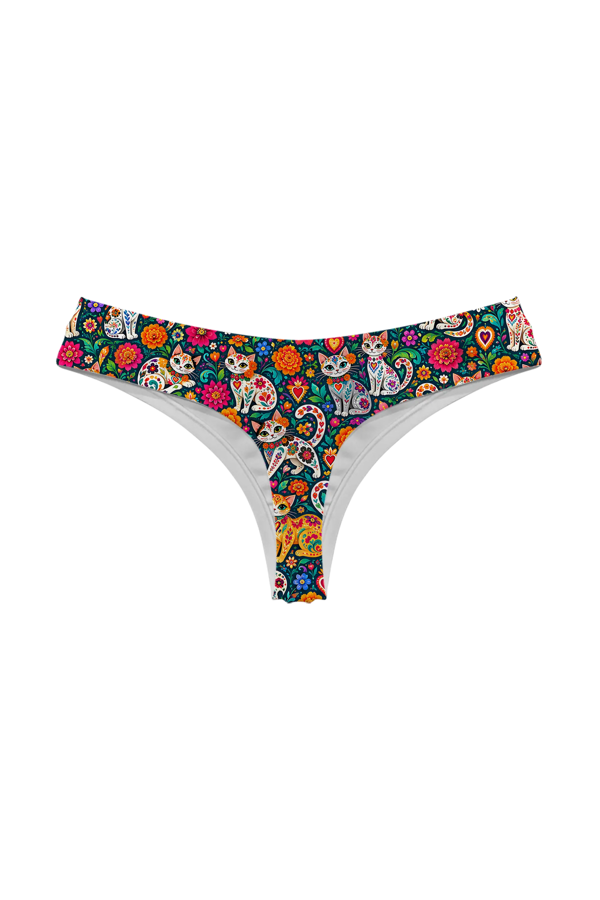 Painted Calavera Kittens thong, back view