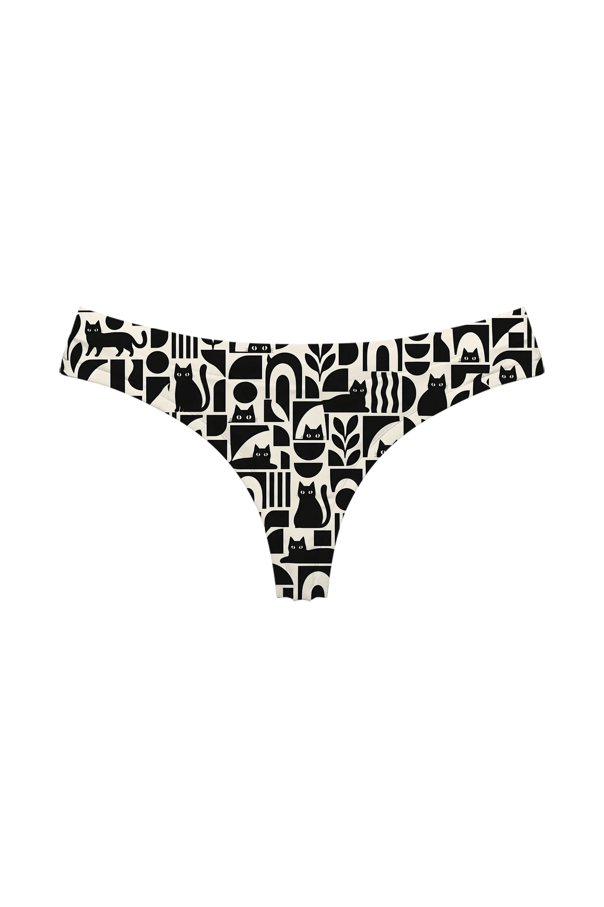 Black Cat Mosaic thong, front view