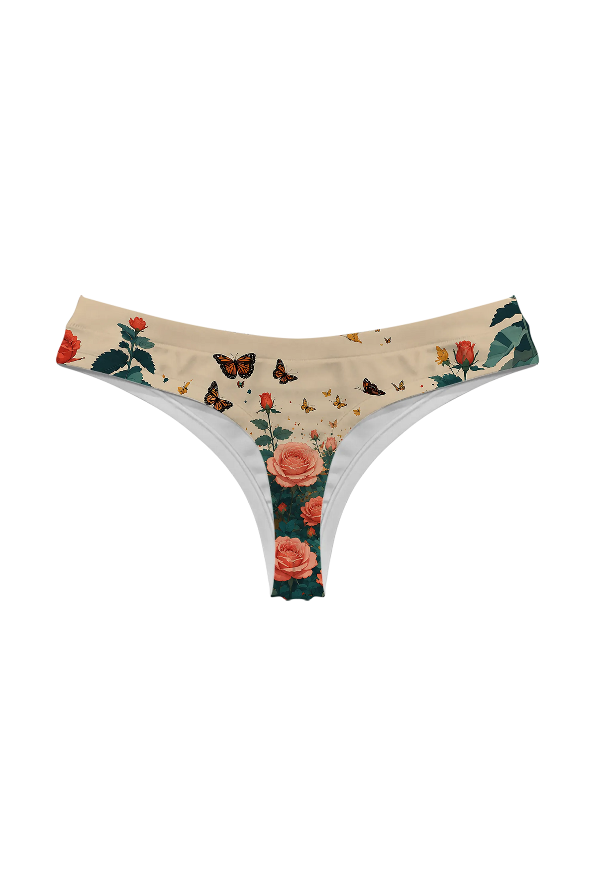 Calico Cat and Butterflies thong panty, back view