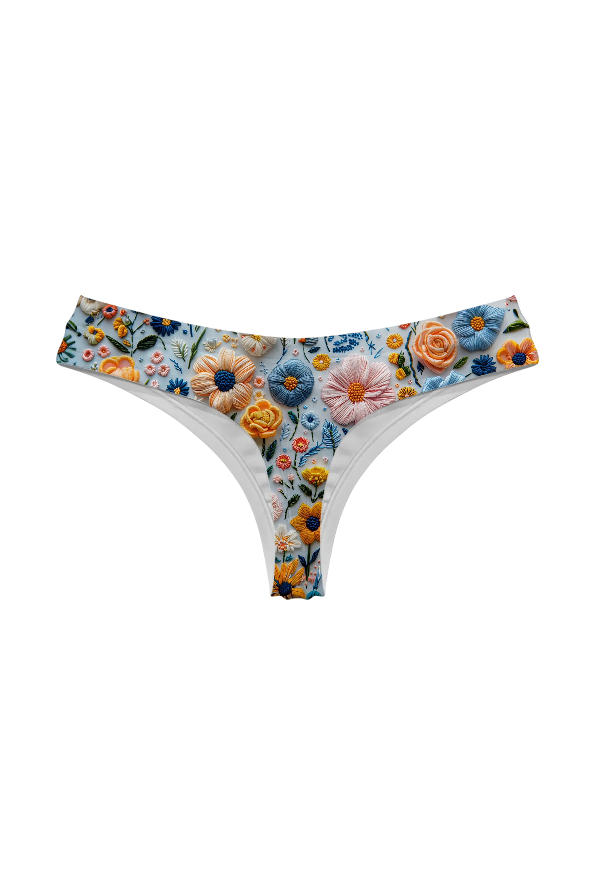 Stitched Wildflower Bed thong, back view