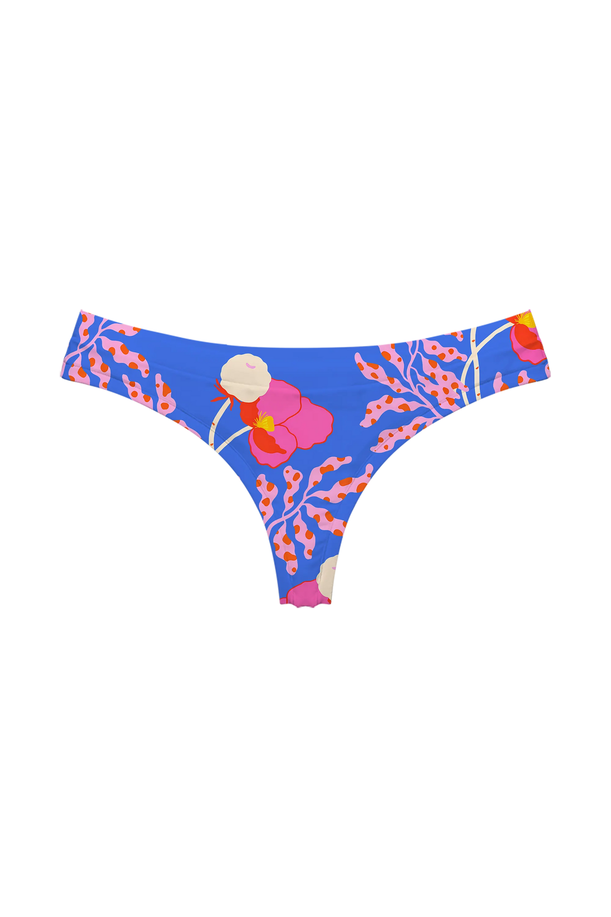 Peony Branch Blue thong, front view