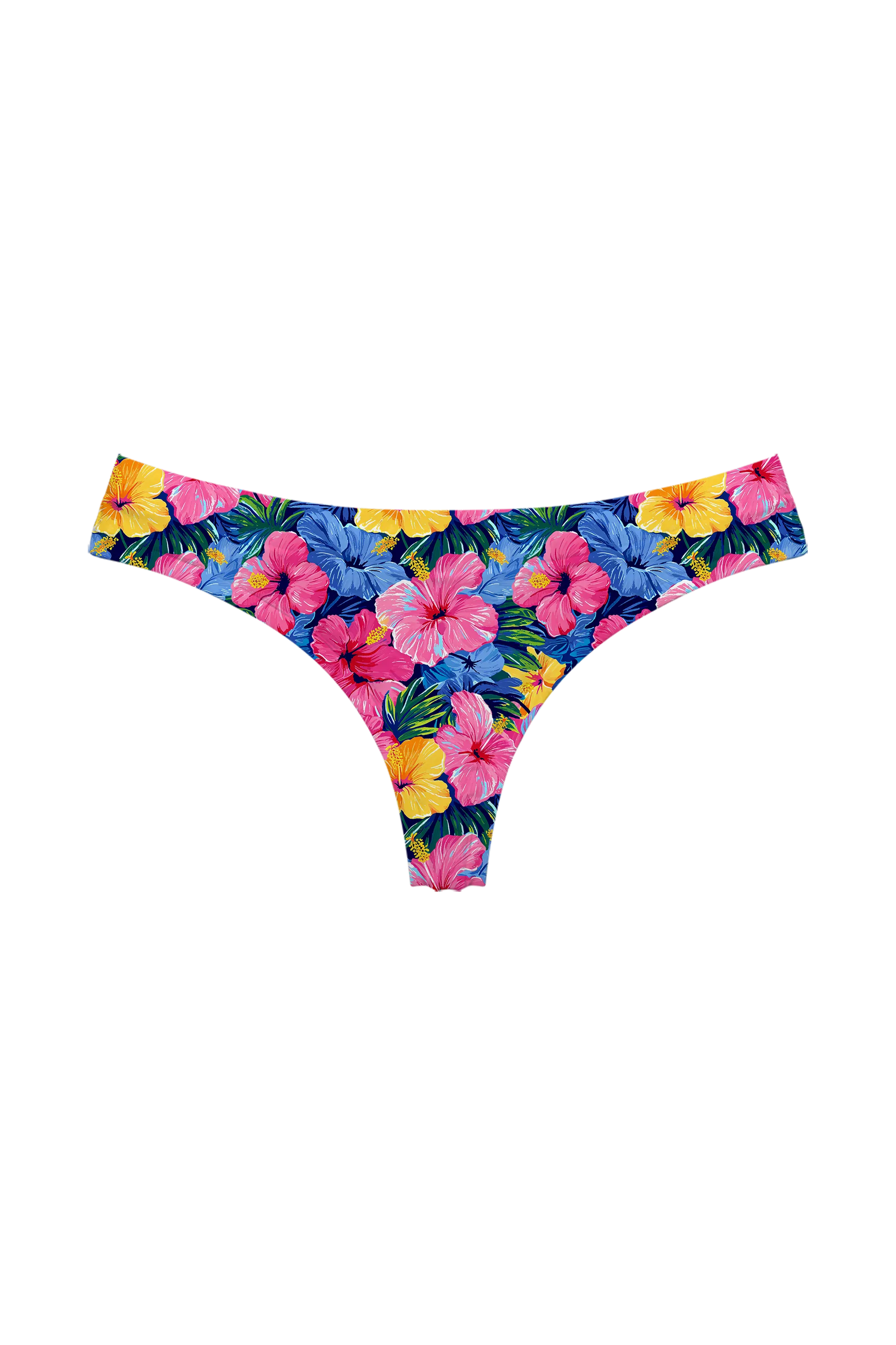 Tropical Hibiscus Tile thong, front view