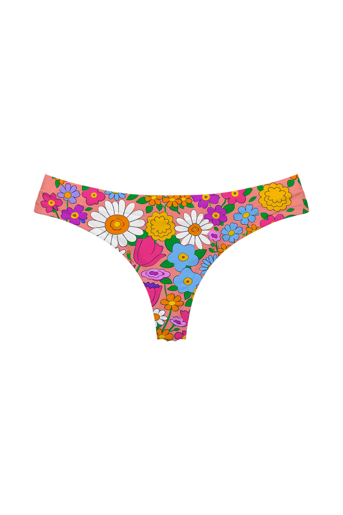 Retro Flower Power thong, front view