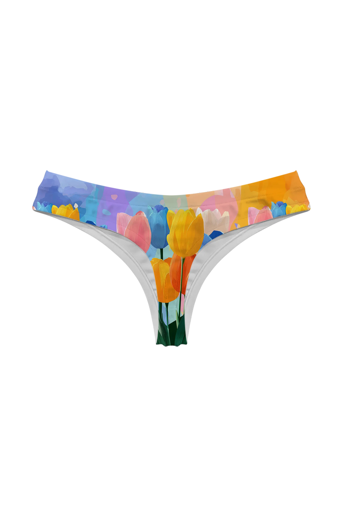 Watercolor Tulips thong, back view