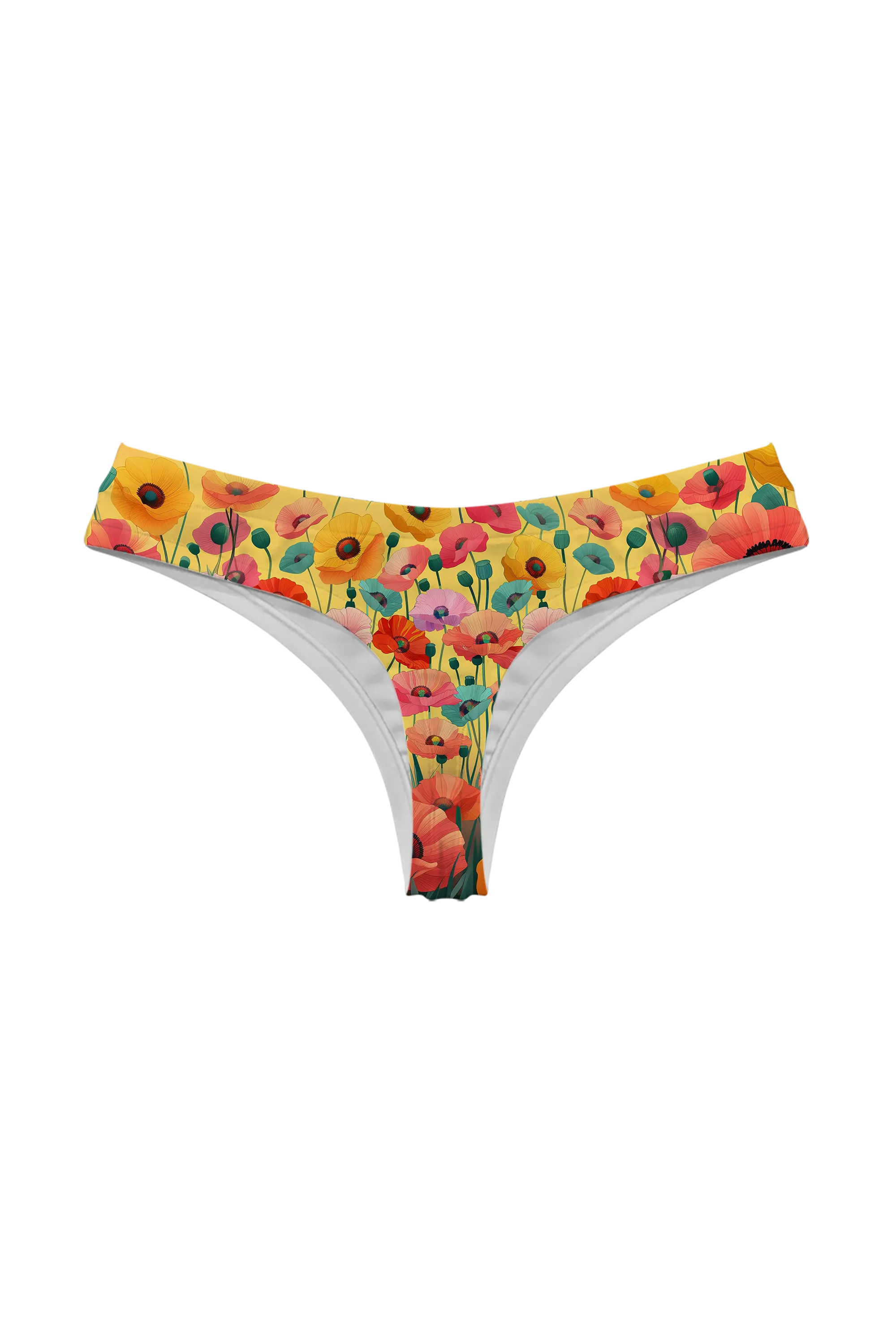 Poppies on Gold thong, back view