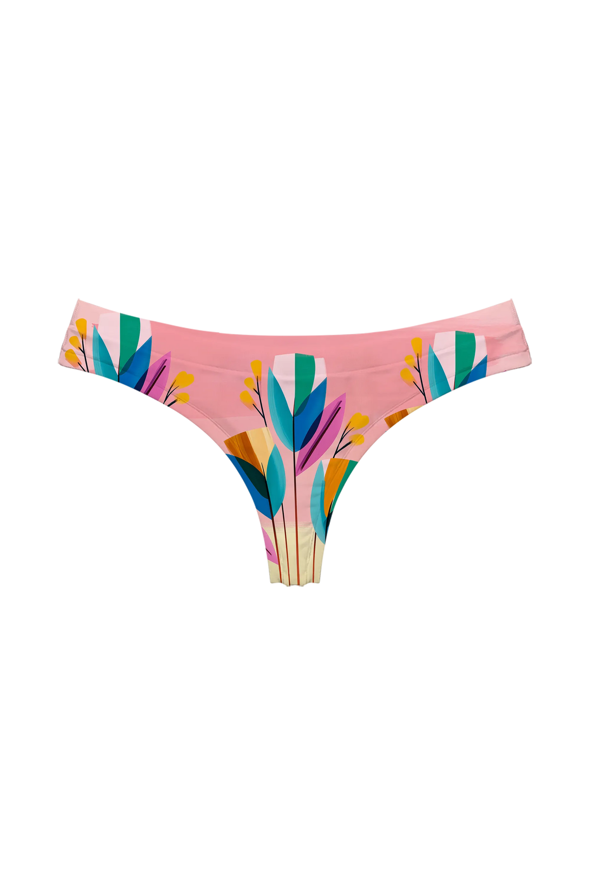 Striped Tulip Abstract thong, front view