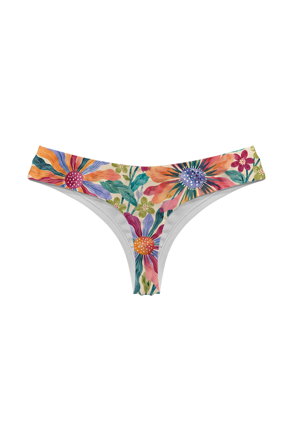 Painted Rainbow Daisies thong, back view