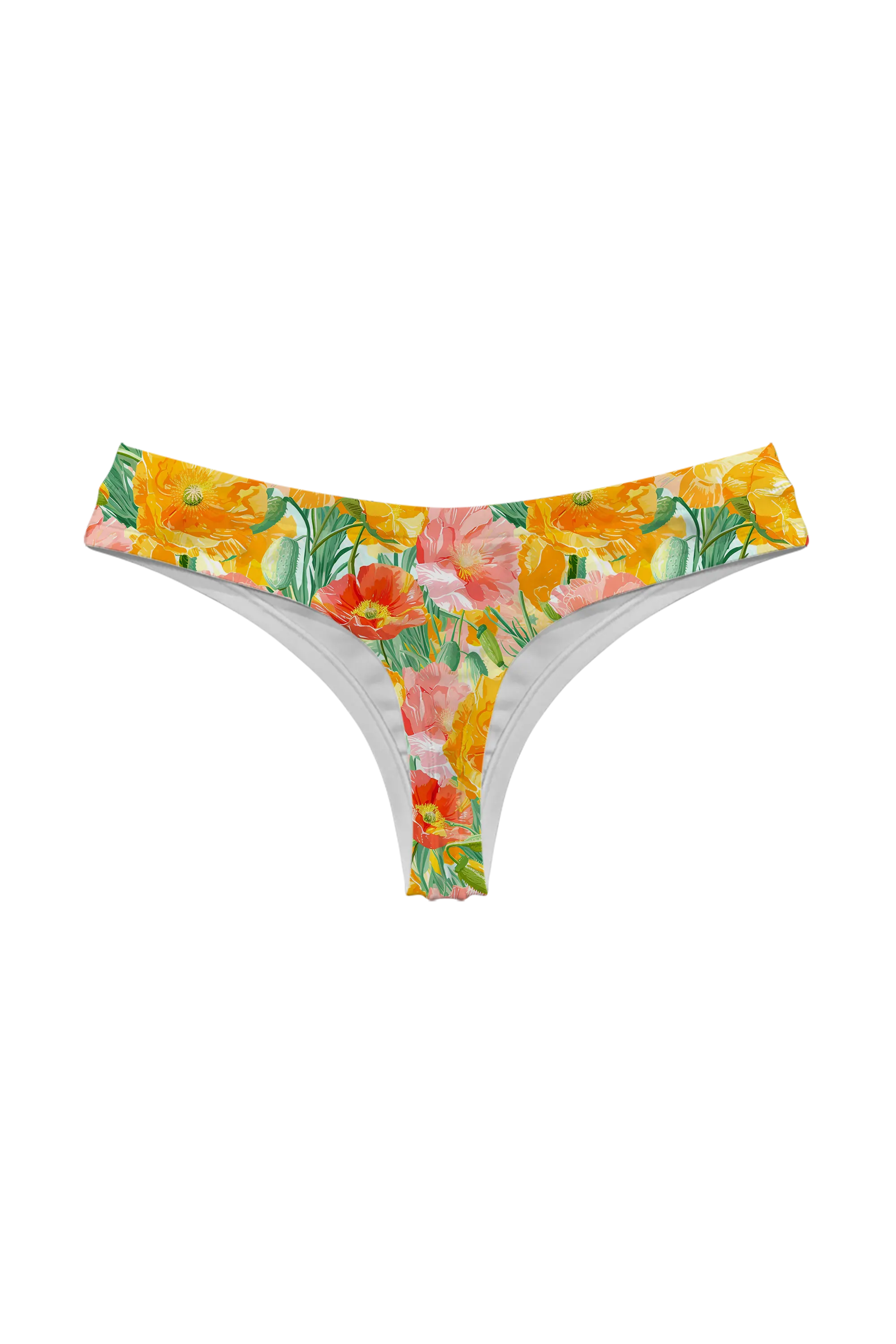 Cheerful Poppy Patch thong, back view