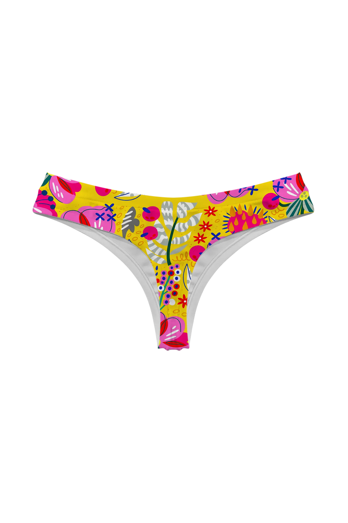 Pink Blossom on Yellow thong, back view