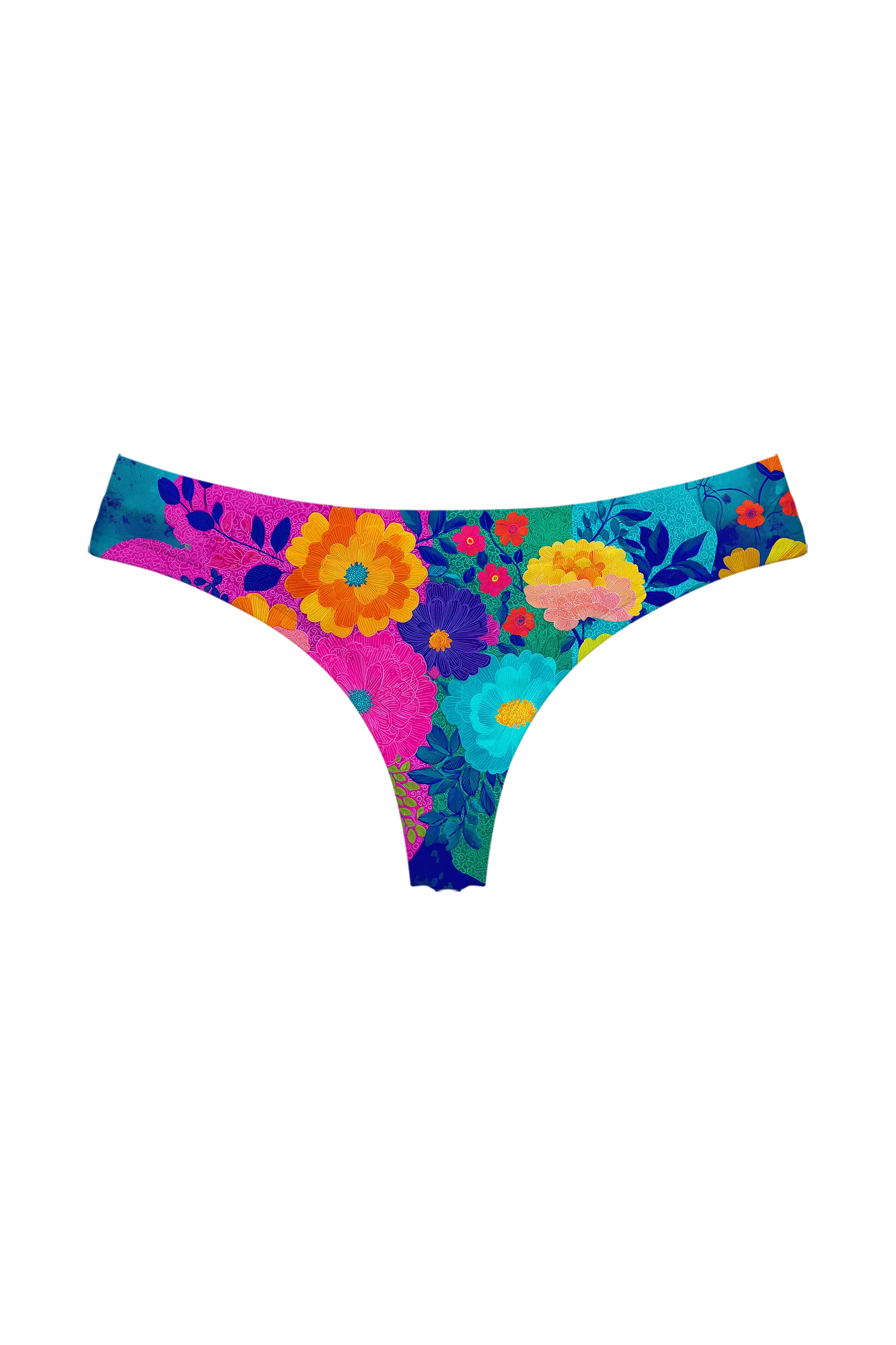 Neon Jungle Bloom thong, front view