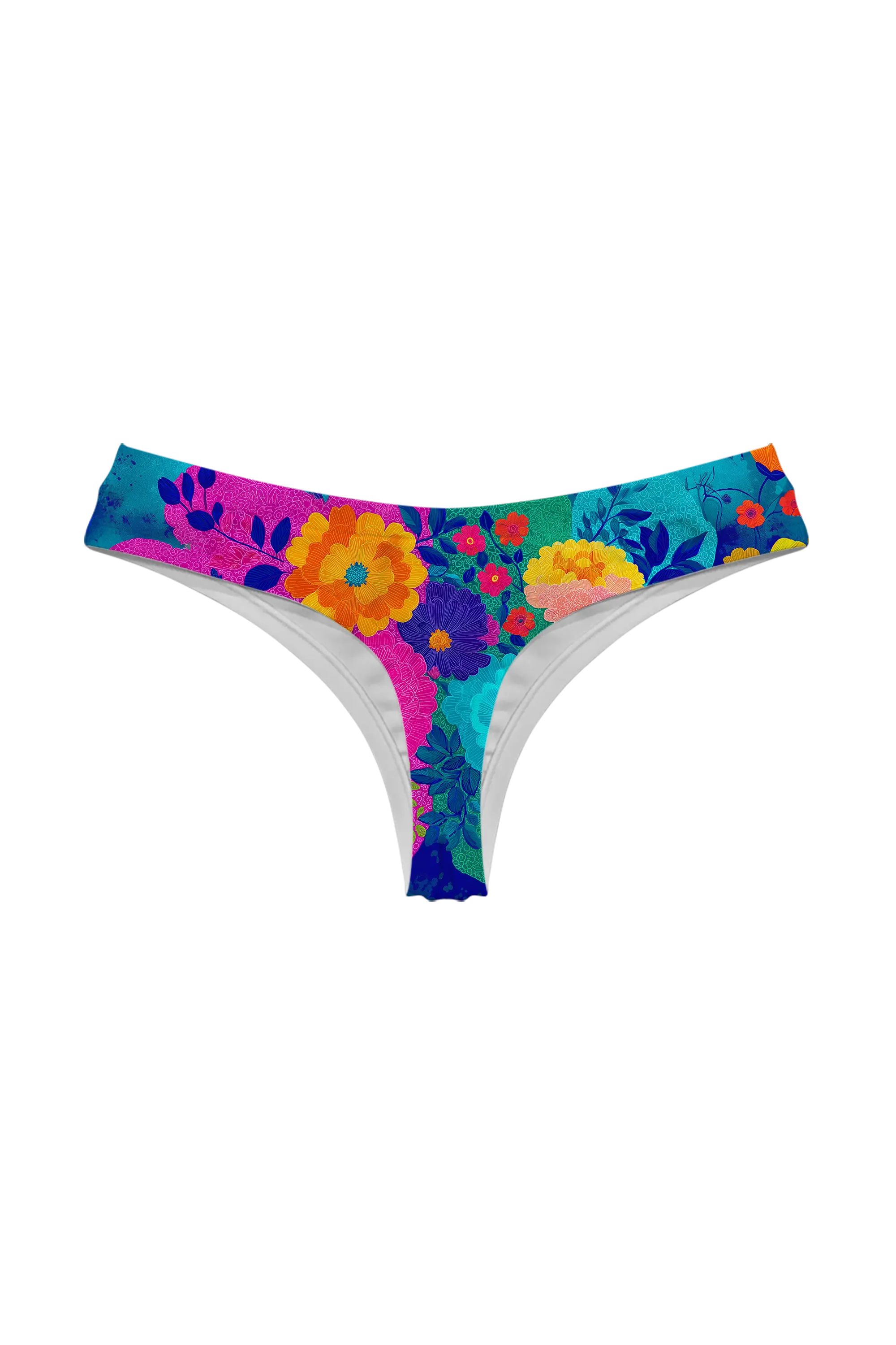 Neon Jungle Bloom thong, back view