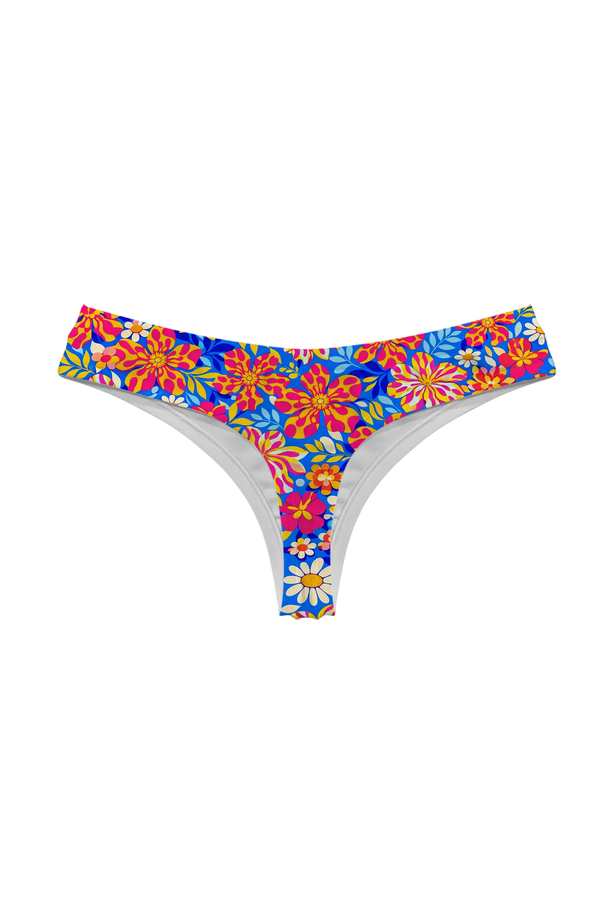 Ditsy Bloom Blue thong, back view