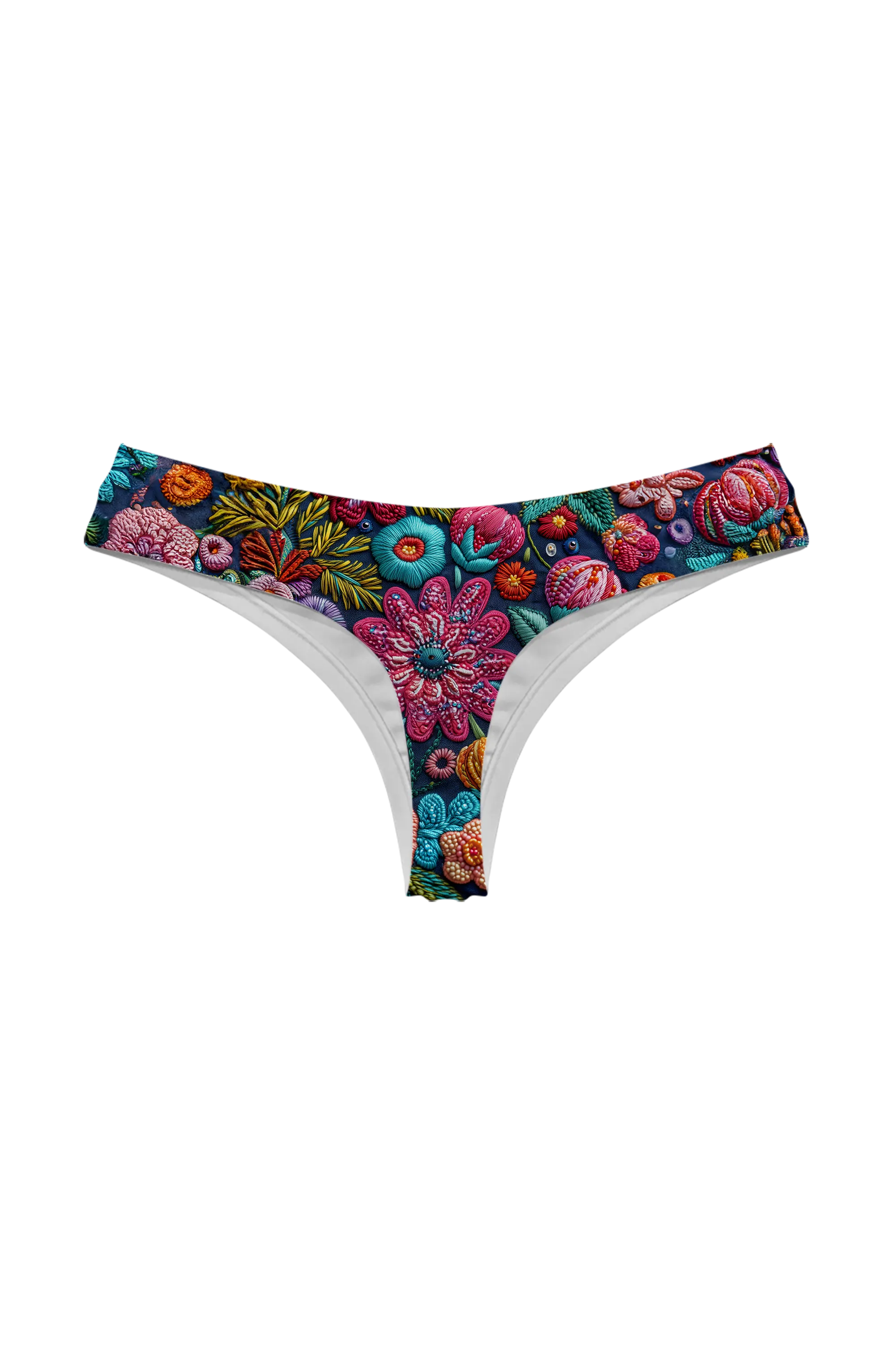 Embroidered Night Garden thong, back view