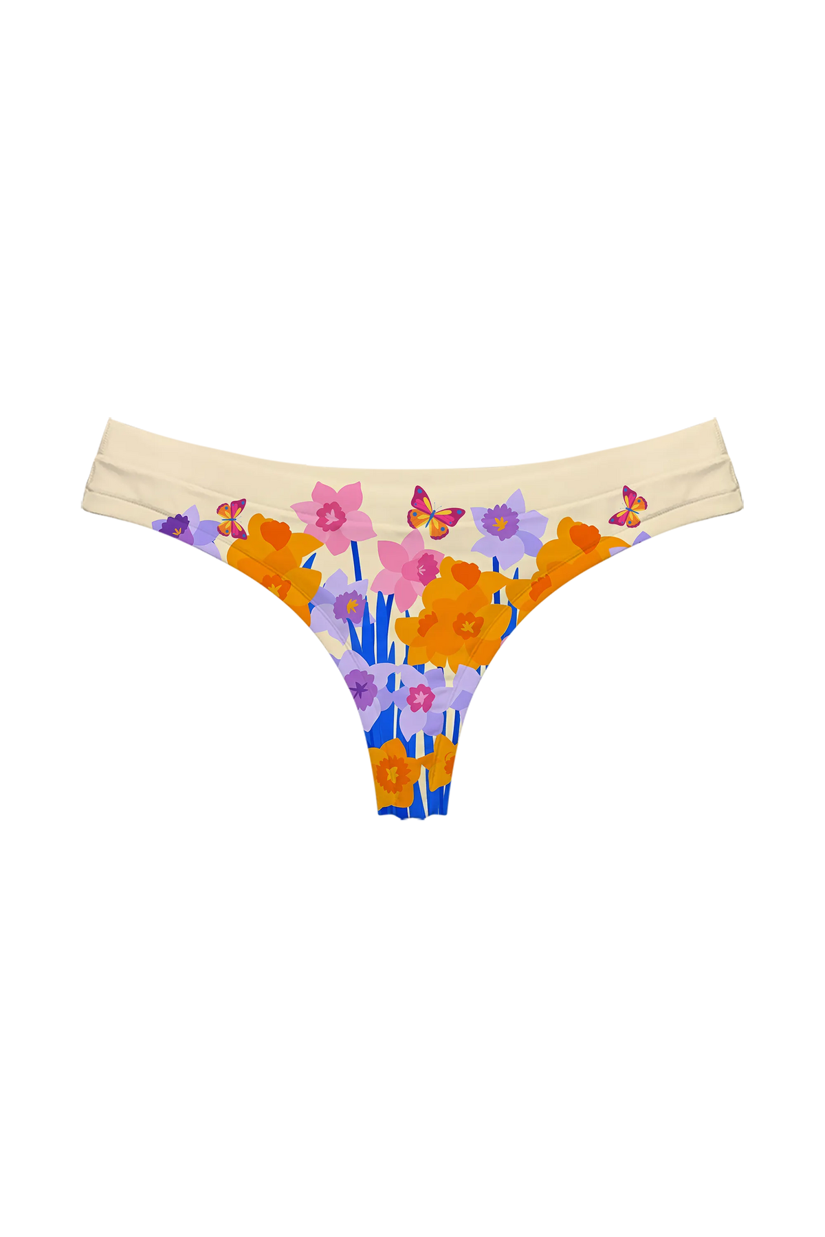 Pastel Daffodil Field thong, front view
